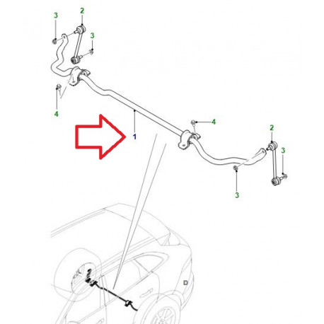 Jaguar barre stabilisatrice arriere (T4A13550)