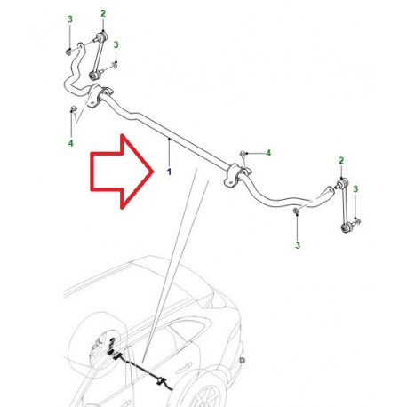 Jaguar barre stabilisatrice arriere (T4A13551)