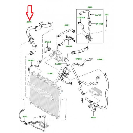 Land rover durite de radiateur Range Sport (LR017419)