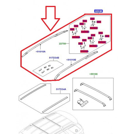 Land rover Barres de toit longitudinales pas de delai 1307 (VPLCR0132)