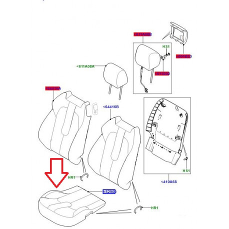 Land rover housse de siege avant gauche assise EVOQUE (LR074835)