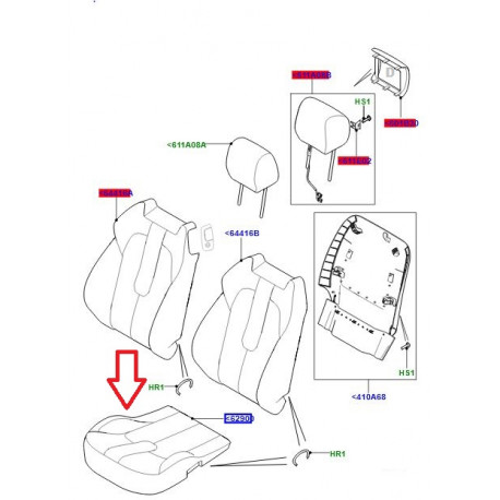 Land rover housse de siege avant droite (LR074829)