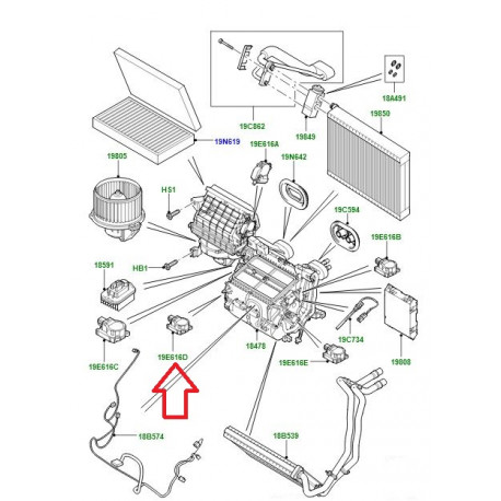 Land rover moteur pas a pas gauche chauffage Discovery 3, Range Sport (LR041273)