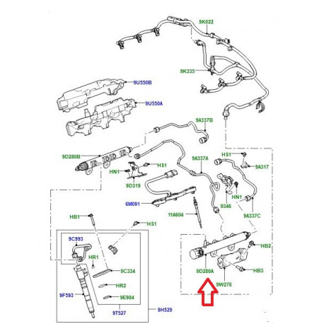 Britpart Rampe injection gauche RANGE (LR040877G)