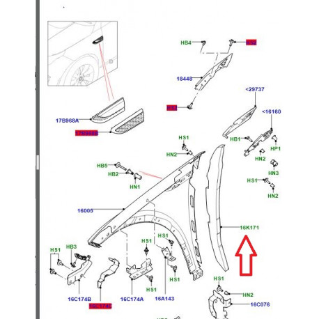 Land rover Joint aile avant gauche ou droite (LR058491)