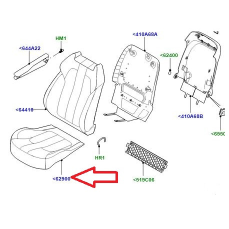 Land rover garnirure siege avant droit (LR087769)