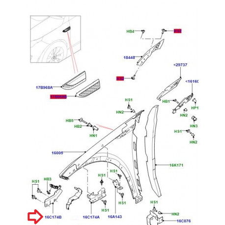 Land rover support aile avant droite (LR061258)