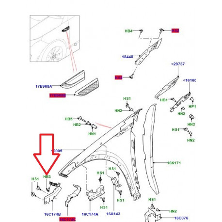 Land rover vis a tete hexagonale avec rondelle Evoque et Range L405,  Sport (LR033409)