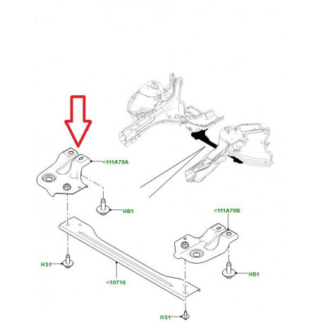 Land rover renfort inferieur avant droit (LR063728)