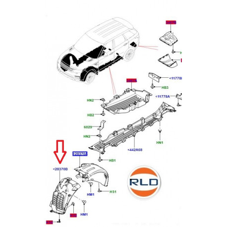 Land rover Pare boue avant gauche (LR033071LR)