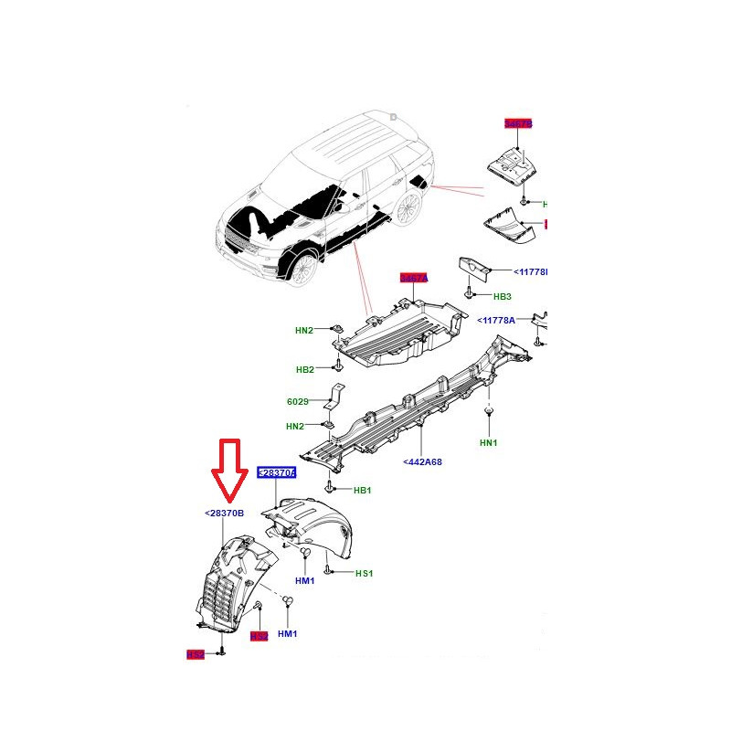 Commander Pare boue avant gauche Range L405, Sport BRITPART (2N38I) pas  cher sur RLD Autos