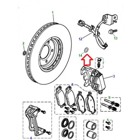 Jaguar rondelle cuivre F-Type,  S-Type,  XF X250,  XJ X351,  XJ6 X350,  XJ6 X358,  XJ8 X308 (C2C31805)