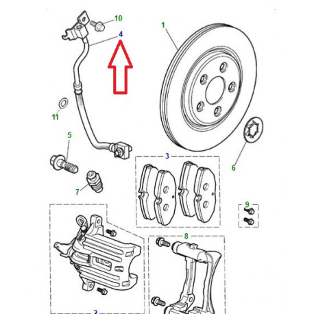 Jaguar durite arriere droite XJ6 X350,  X358,  XJ8 X308 (C2C8906)