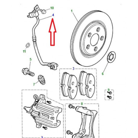 Jaguar durite arriere gauche XJ6 X350,  X358,  XJ8 X308 (C2C8908)