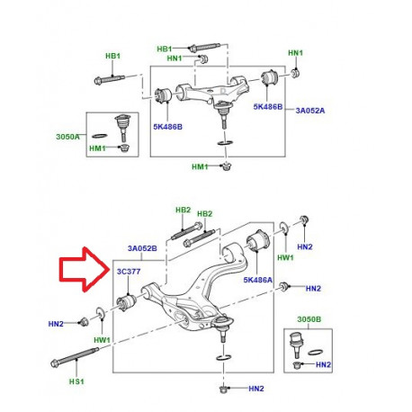 Land rover bras de suspension avant inferieur droit Discovery 3 (LR073367LR)