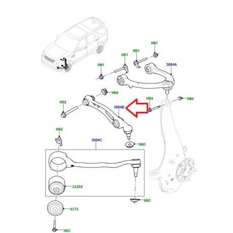 Land rover bras de suspension inferieur gauche avant (LR084097)