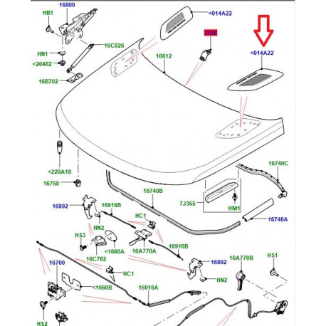 Land rover ventilation gauche capot Range Sport (LR052981)