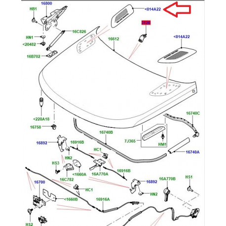 Land rover ventilation droite capot Range Sport (LR052979)