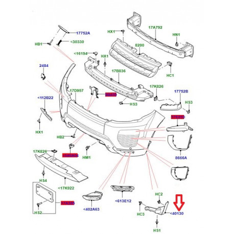 Land rover support avant droit (LR084849)