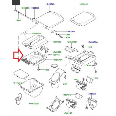 Land rover casier vide poche console centrale (FJJ000020PVA)