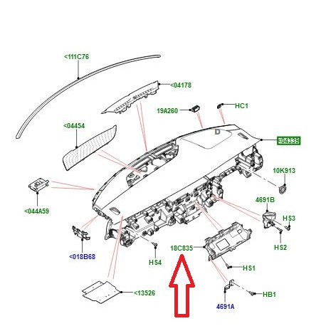 Land rover Support instrument tableau de bord (LR117972LR)