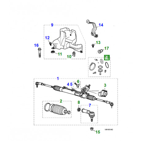 Jaguar kit de réparation de joint de pignon inférieur de cremaillere X-Type et XK8 (C2S43464)