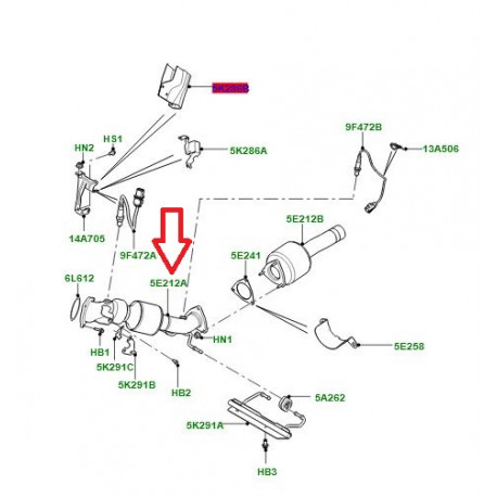 Land rover convertisseur catalytique Discovery Sport,  Freelander 2,  Evoque (LR067412LR)