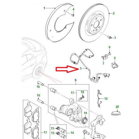 Jaguar capteur usure frein arriere (T4K4055)