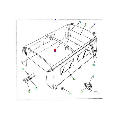 Britpart bache arrière avec lunette plastique sans vitre lateral (MTC7471)