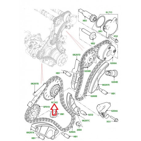 Land rover POULIE RENVOI CHAINE ENTRAINEMENT (LR124261LR)