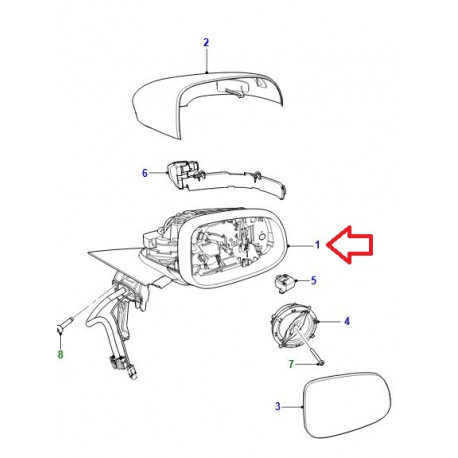 Jaguar rétroviseur de portière droite XE (T2H3008)