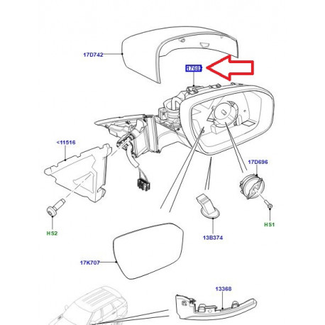 Land rover retroviseur exterieur droit Range Sport (LR065389LR)