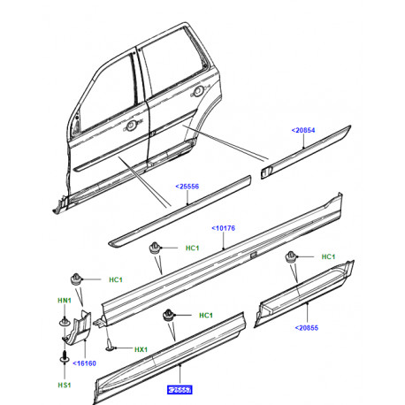 Land rover moulure exterieure du bas porte avant droite Freelander 2 (LR062505)