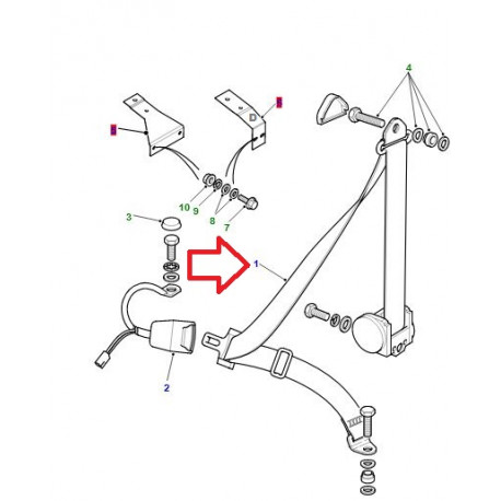 Land rover ceinture de securite avant gauche Defender (BTR8411LR)