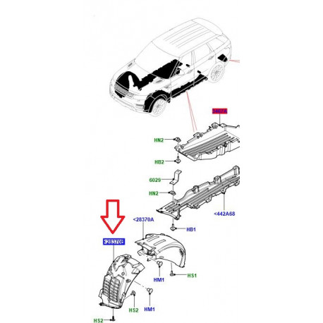 Land rover Pare boue avant droit RANGE (LR146222LR)