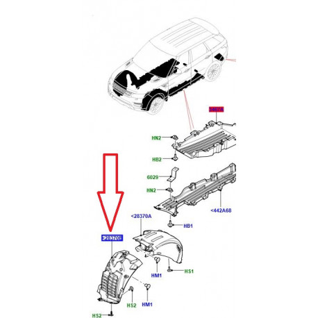 Land rover Pare boue avant gauche RANGE (LR146223LR)