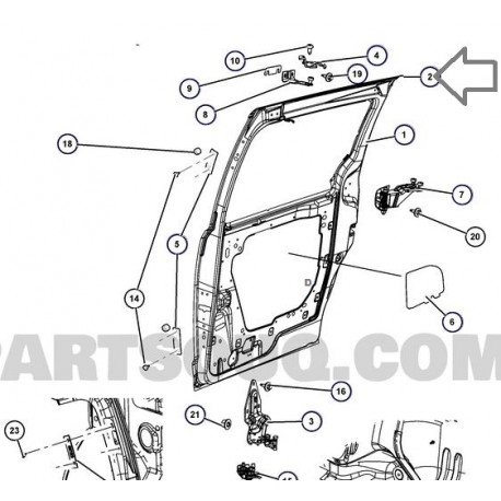 Mopar Panneau porte latérale gauche Voyager RT (5020705AFPC)