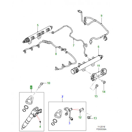 Jaguar injecteur carburant F-Pace,  XJ X351 (JDE39003)