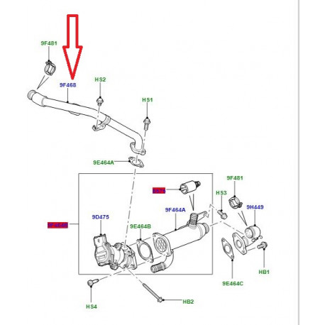 Land rover tuyau EGR gauche (LR066839)