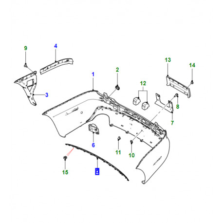 Jaguar moulure pare-choc arrière XJ X351 (C2D3572)