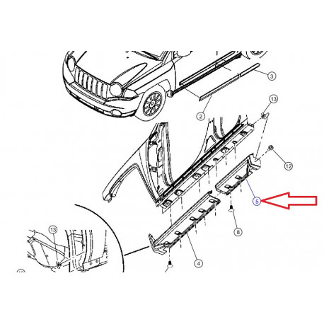 Mopar moulure bas de caisse droit (5116128)