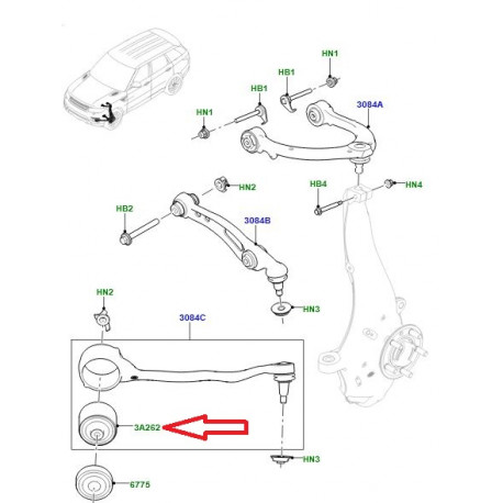 Land rover BAGUE BRAS DE SUSPENSION (LR148836LR)