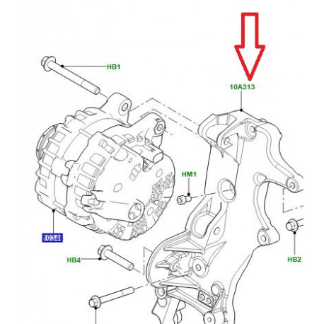 Land rover support alternateur Evoque (LR028857)