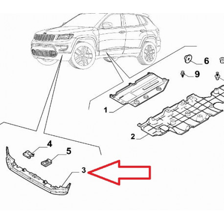 Mopar Bas de pare choc avant Compass (735741864PC)