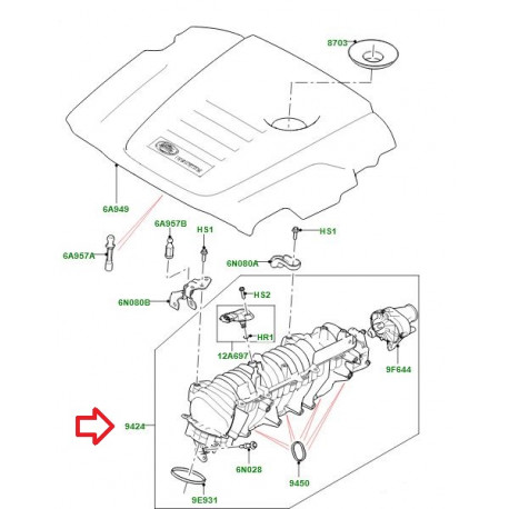 Land rover collecteur d'admission RANGE SPORT et Jaguar (LR085939)