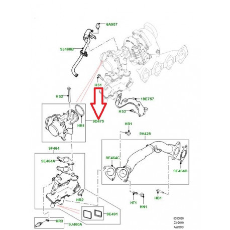 Land rover corps papillon et clapet egr Discovery 5,  Range Sport,  Velar L560 (LR097167)