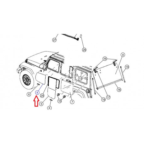 Mopar Vitre avant droite Wrangler JK (55395248AB)