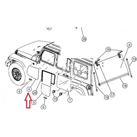 Mopar Vitre avant gauche Wrangler JK (55395249AB)