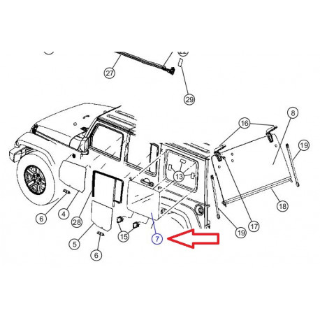 Mopar Custode arriere gauche  Wrangler JK (68054709AA)