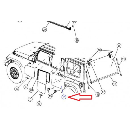 Mopar Custode arriere droite Wrangler JK (68054708)